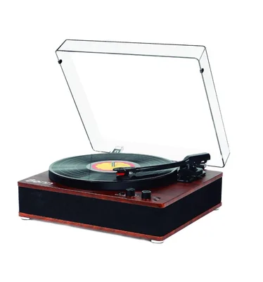 BONN Tocadiscos, Bluetooth, USB, Negro/Madera