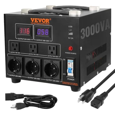 Transformador Vevor 3000w Elevador Descendente Con Enchufes - Venta Internacional.
