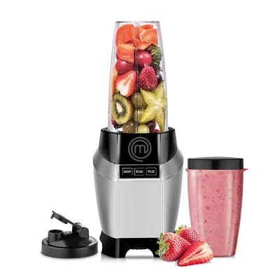 Licuadora MasterChef MK-NB-2C, 700ml, 1000W, 2 Velocidades, Negro/Plata