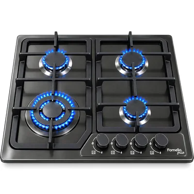 Parrilla Empotrable 4 Quemadores Gas Nat/lp Acero Inoxidable Negro Fornello Mio