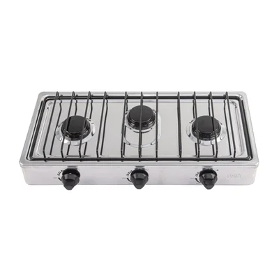 Parrilla de gas LP Foset 3 quemadores con encendido manual, acero inoxidable y valvula de seguridad - Sobreponer, ideal