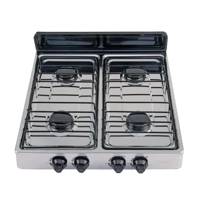 Parrilla de gas LP Foset 4 quemadores con encendido manual, acero inoxidable y valvula de seguridad - Ideal para hogar o