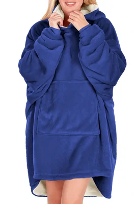 Sudadera Tipo Cobija Shendy Vendy Azul con Capucha Afelpada para Mujer