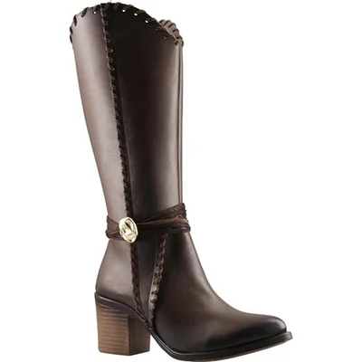 Bota larga estilo western con tacón y detalle trenzado MAQUECH 3092 AQUILA MOKA 22/27
