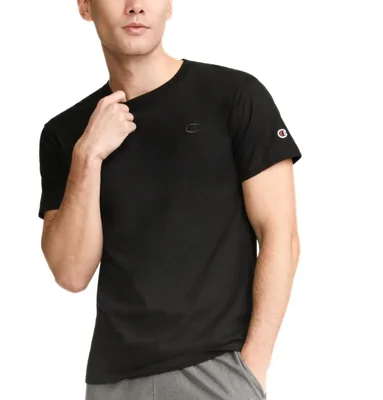 Camiseta Champion 6X-Large negra de algodón de manga corta
