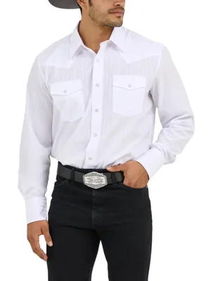 Camisa Wrangler para hombre blanca talla pequeña EE. UU. con botones a presión