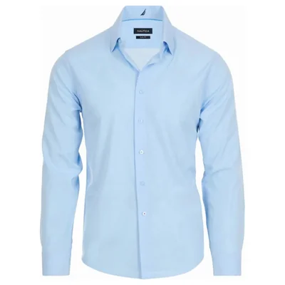 Camisa Nautica Slim Fit de Poliéster con Estiramiento 4 Direcciones Azul