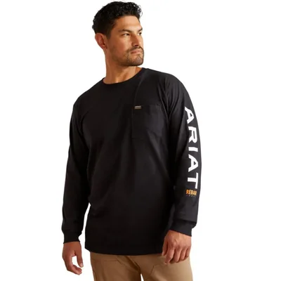 Camiseta ARIAT Rebar Cotton Negra/Blanca Talla Mediana