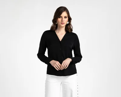 Blusa de Cuello V Jennifer Lopez para Mujer