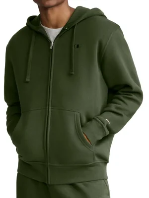Sudadera con capucha Champion talla M color Chive forro polar con cremallera completa