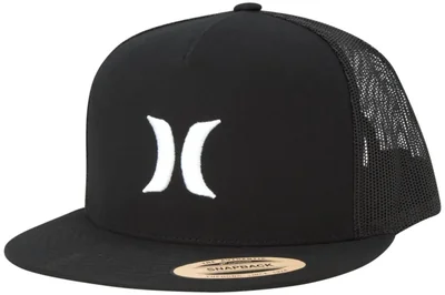 Gorra Hurley de Visera Plana estilo Camionero con cierre a presión - Negra