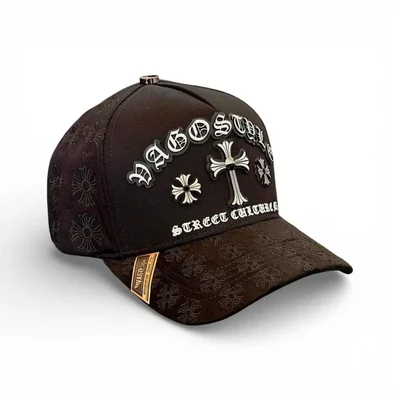 Vago Style Gorra Hombre Negra Chromes Visera Curva 5 Paneles Ajustable