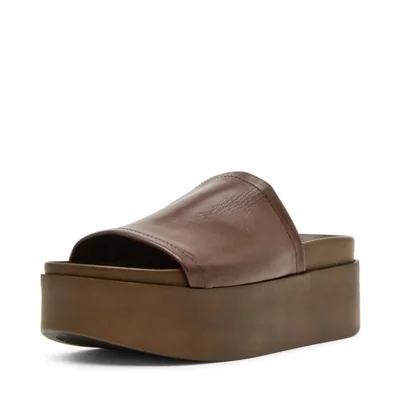 Sandalia para mujer Steve Madden Arwen de cuero marrón talla 10 (mediana)