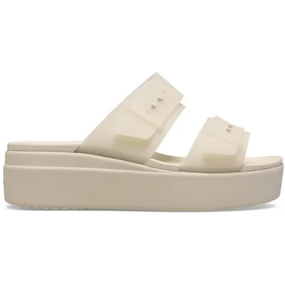 Sandalia Crocs Brooklyn Buckle Cuña Baja Color Piedra 9