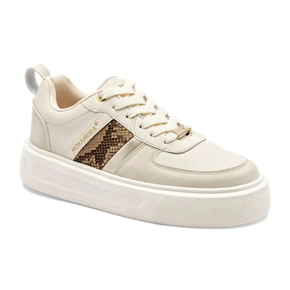 Moramora tenis para mujer beige cod 147614-E