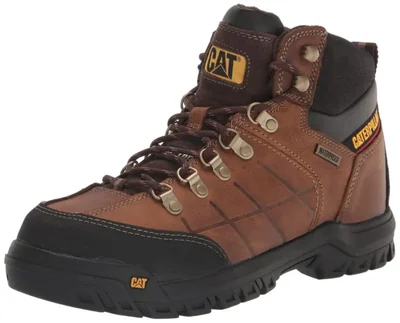 Bota de trabajo CAT Threshold impermeable con puntera de acero – Marrón real (hombre)