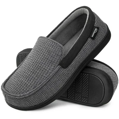 Pantuflas HomeTop de punto 25 cm gris oscuro para hombre talla US 13