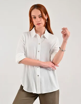 Blusa camisera manga larga para mujer