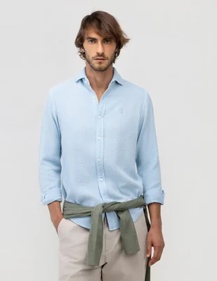 Camisa casual de algodón manga larga para hombre