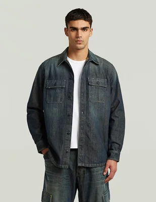 Sobrecamisa casual de algodón manga larga para hombre