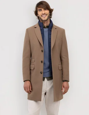 Abrigo de lana con bolsillos para hombre