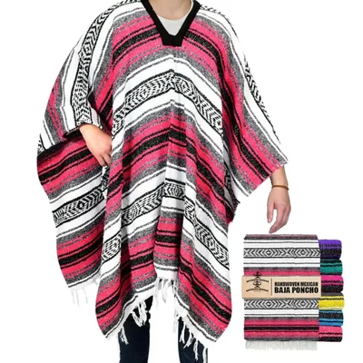 COAT Artisans Bazaar Poncho Mexicano Rosa de Algodón