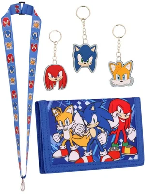 Billetera Sonic The Hedgehog + Set de 3 Llavero y Cordón