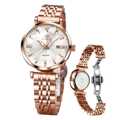 Reloj OLEVS analógico cuero dama negro