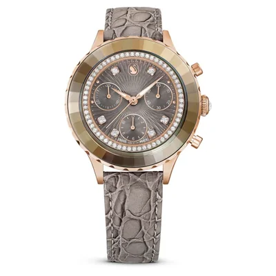 Reloj Swarovski Octea Chrono de Cuero Gris Fabricado en Suiza