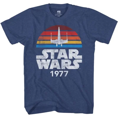 Camiseta STAR WARS X-Wing Arcoíris Azul Marino Jaspeado XL