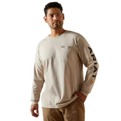 Camiseta ARIAT Rebar Algodón String/Negro Talla Grande