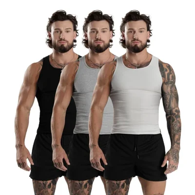 Top sin mangas Gymreapers de punto canelado pack de 3 algodón talla XL