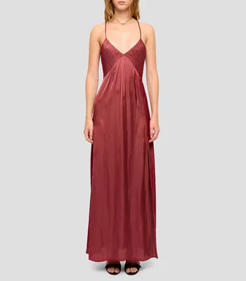 Vestido midi Rayonne Satin liso Mujer