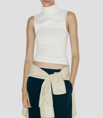 Blusa lisa sin mangas Mujer