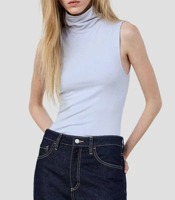 Blusa lisa sin mangas Mujer