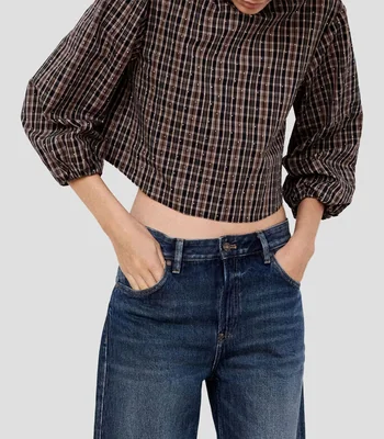 Blusa con Cuadros Manga Larga Mujer