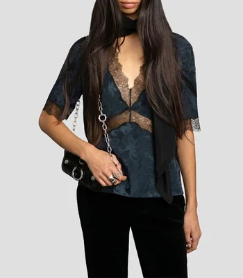 Blusa Tedoxa fantasía jacquard manga corta Mujer