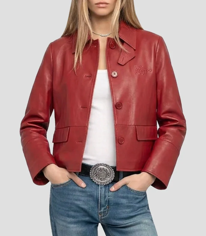 Chamarra Biker Lessa Cuir Lisse Mujer