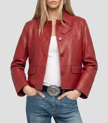 Chamarra Biker Lessa Cuir Lisse Mujer