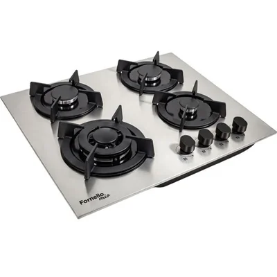 Parrilla Empotrable Gas 4 Quemadores Acero Inoxidable Lp/nat Plateado Fornello mio