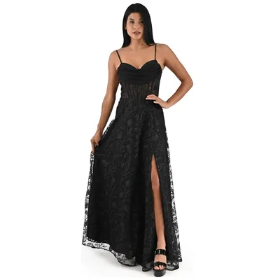 Vestido de Fiesta Largo con Abertura en Pierna Pink Gallery para Mujer