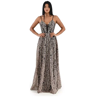 Vestido de Fiesta Largo con Glitter Pink Gallery para Mujer