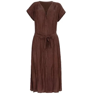 Vestido Liso con Listón en Cintura Ecof Ecofashion para Mujer