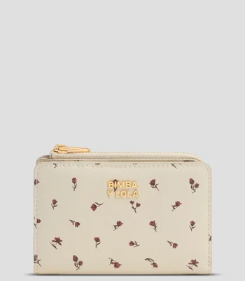 Cartera compacta piel tulip mini marfil oscuro Mujer