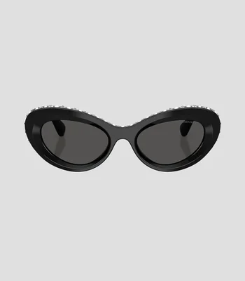 Lentes de sol ovalados negros Mujer