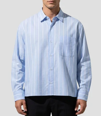 Camisa a rayas manga larga Hombre