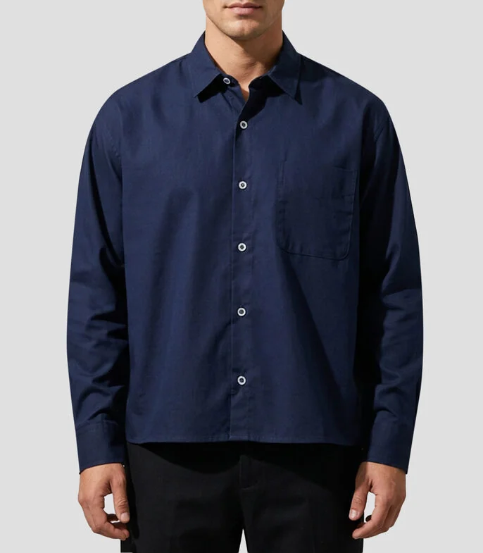 Camisa lisa manga larga Hombre