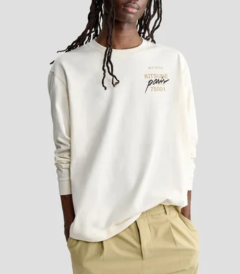 Playera cuello redondo manga larga estampada Hombre