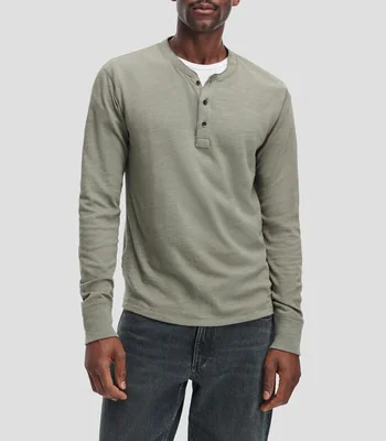 Playera básica cuello redondo manga larga lisa Hombre