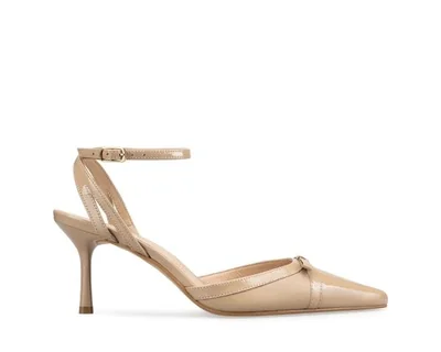 Zapatillas De Tacón Davenia De Piel Para Dama Mod. Celina Beige